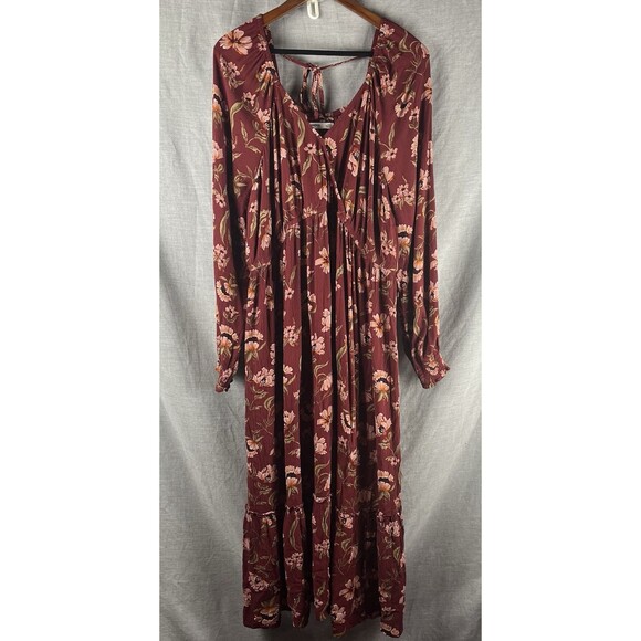 Sonoma Dress Maternity Size XXL Crossover Long Sleeve Burgundy Fall Floral Boho - Picture 1 of 10
